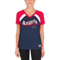 Los Angeles Angels New Era Women's Heathered Raglan V-Neck T-Shirt - MLB