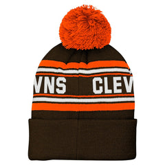 Cleveland Browns Youth Jacquard Cuffed Knit Hat with Pom Brown | NFL
