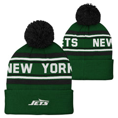 New York Jets Youth Jacquard Cuffed Knit Hat with Pom Green | NFL