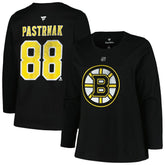 Boston Bruins Profile Women's Plus Size Distressed Printed Name & Number Long Sleeve T-Shirt - Black - NHL