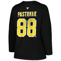 Boston Bruins Profile Women's Plus Size Distressed Printed Name & Number Long Sleeve T-Shirt - Black - NHL