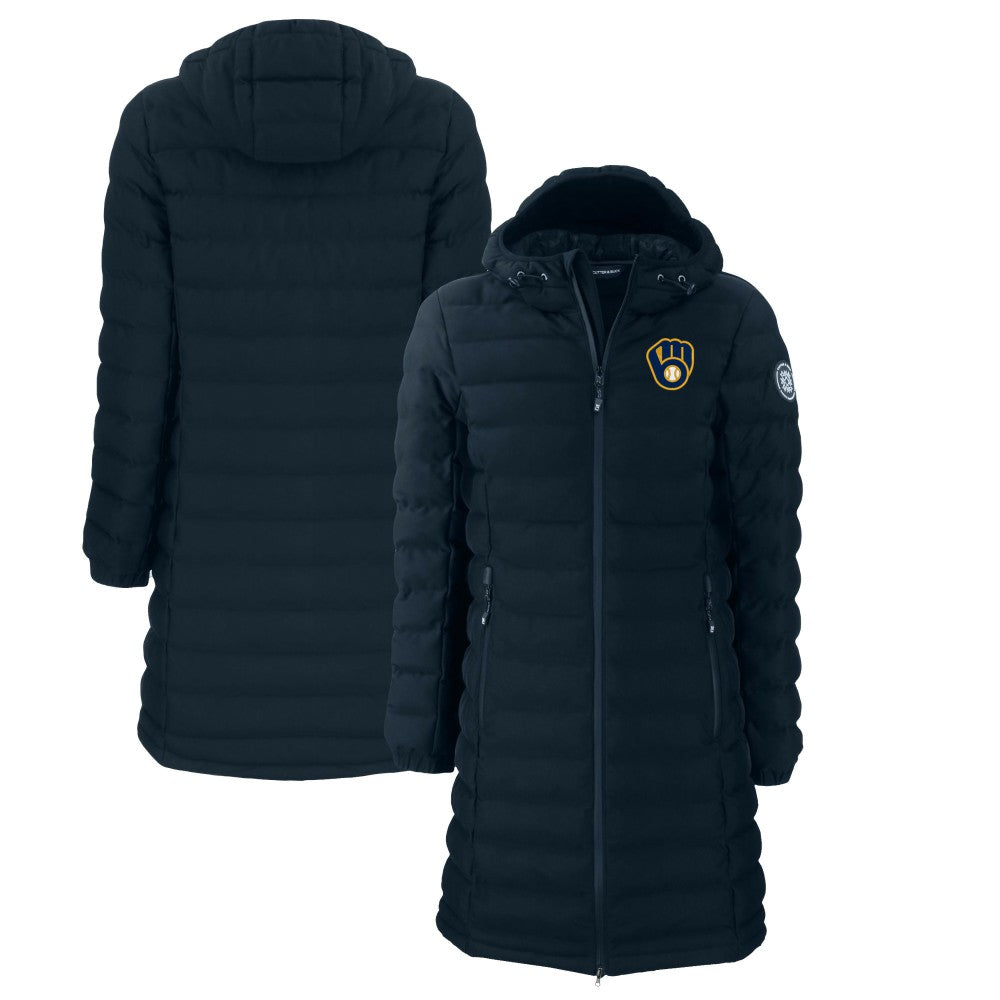 Milwaukee Brewers Cutter & Buck Women's Mission Ridge Repreve Eco Insulated Full-Zip Long Puffer Jacket - MLB