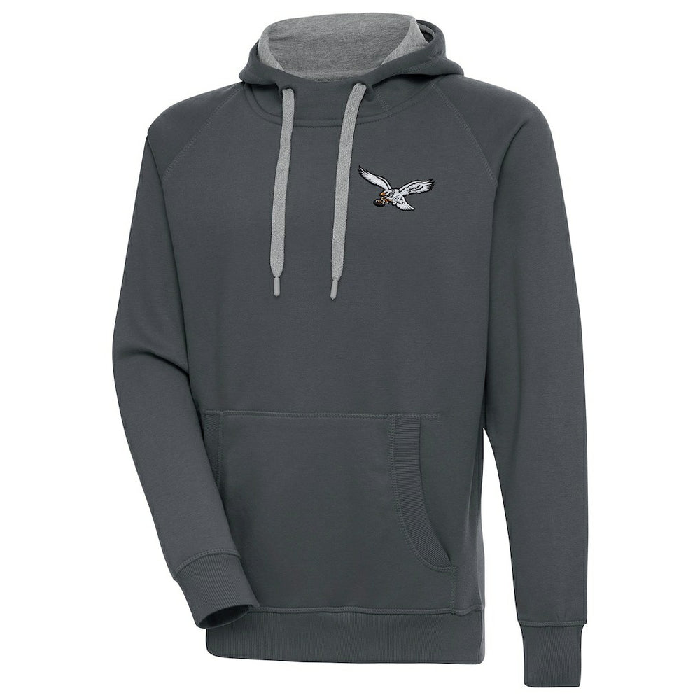 Philadelphia Eagles Antigua Throwback Logo Victory Pullover Hoodie Charcoal | NFL
