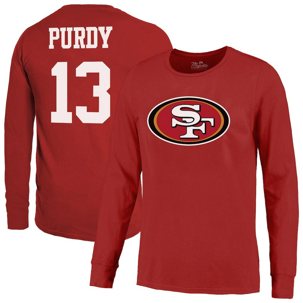 Brock Purdy San Francisco 49ers Majestic Threads Name & Number Long Sleeve T-Shirt Scarlet | NFL