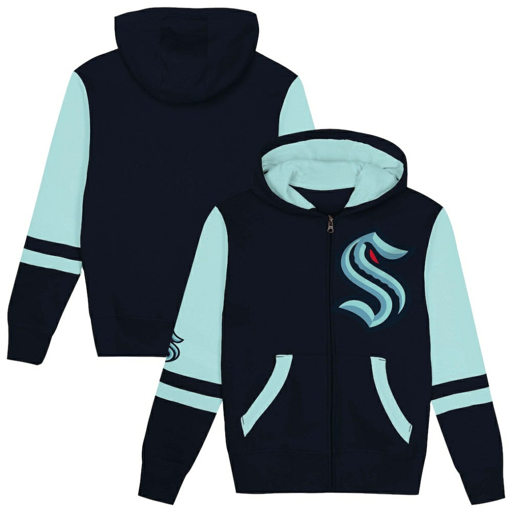 Seattle Kraken Preschool Face Off Full-Zip Hoodie - Navy - NHL