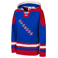 New York Rangers Youth Ageless Must Have Home V-Neck Pullover Hoodie - Blue - NHL