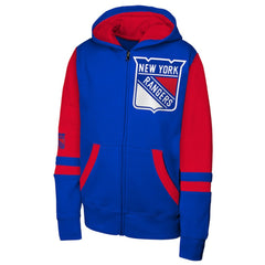 New York Rangers Youth Face Off Full-Zip Hoodie - Blue - NHL