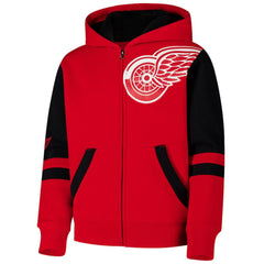 Detroit Red Wings Youth Face Off Full-Zip Hoodie - Red - NHL