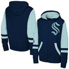 Seattle Kraken Youth Face Off Full-Zip Hoodie - Navy - NHL