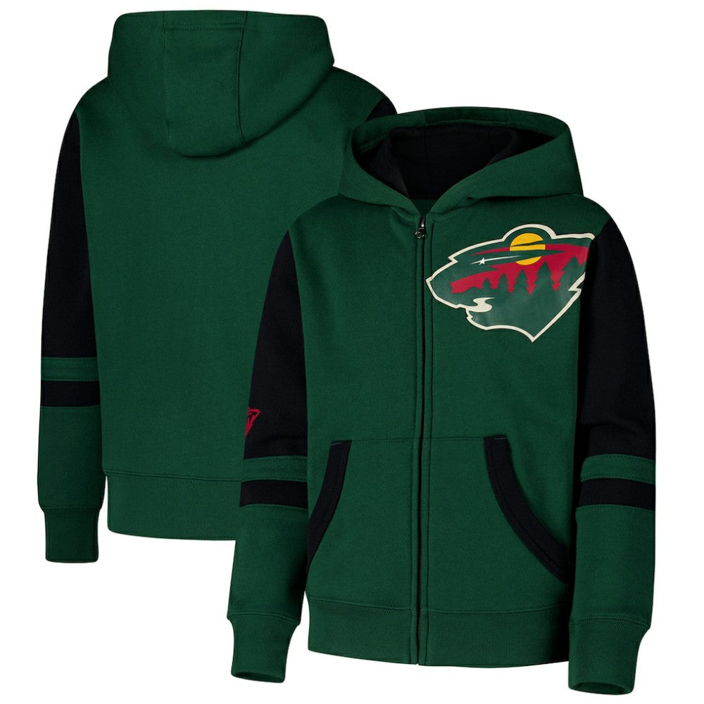 Minnesota Wild Youth Face Off Full-Zip Hoodie - Green - NHL