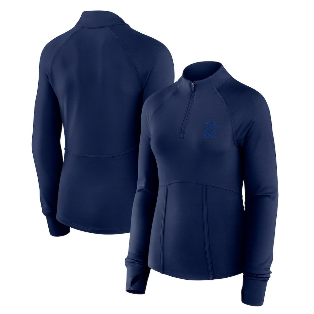 Boston Red Sox Fanatics Women's Elements Raglan Tri-Blend Quarter-Zip Top - MLB