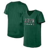 New York Jets New Era Girls Youth Flip Sequin V-Neck T-Shirt Green | NFL