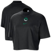 Boston Celtics Women's Courtside Mock Neck Loose Fit Cropped T-Shirt Black - NBA