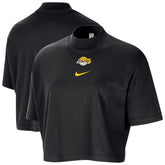 Los Angeles Lakers Women's Courtside Mock Neck Loose Fit Cropped T-Shirt Black - NBA