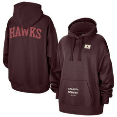 Atlanta Hawks Jordan Brand Women's Courtside Statement Edition Oversize Pullover Hoodie Burgundy - NBA