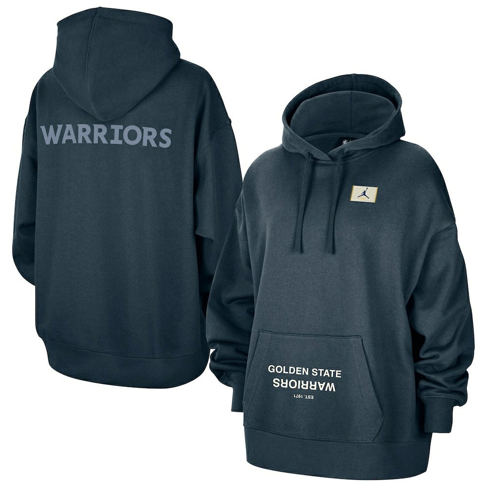 Golden State Warriors Jordan Brand Women's Courtside Statement Edition Oversize Pullover Hoodie Navy - NBA
