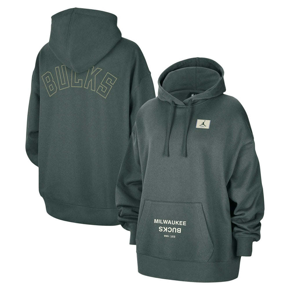 Milwaukee Bucks Jordan Brand Women's Courtside Statement Edition Oversize Pullover Hoodie Green - NBA