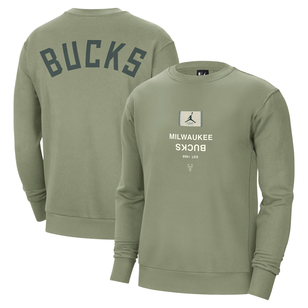 Milwaukee Bucks Jordan Brand Courtside Statement Edition Heavyweight Pullover Sweatshirt Green - NBA
