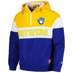 Milwaukee Brewers New Era Ripstop Raglan Quarter-Zip Hoodie Windbreaker Jacket - MLB