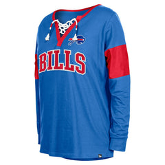 Buffalo Bills New Era Women's Lace-Up Notch-Neck Long Sleeve T-Shirt Royal | NFL