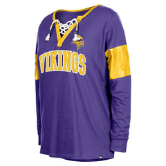 Minnesota Vikings New Era Women's Lace-Up Notch-Neck Long Sleeve T-Shirt Purple | NFL