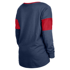 Houston Texans New Era Women's Lace-Up Notch-Neck Long Sleeve T-Shirt Navy | NFL