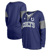 Indianapolis Colts New Era Women's Lace-Up Notch-Neck Long Sleeve T-Shirt Royal | NFL