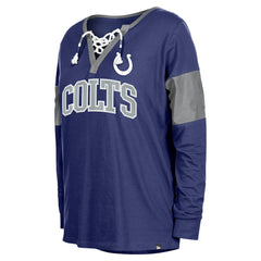 Indianapolis Colts New Era Women's Lace-Up Notch-Neck Long Sleeve T-Shirt Royal | NFL