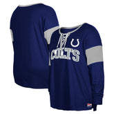 Indianapolis Colts New Era Women's Plus Size Lace-Up Notch Neck Long Sleeve T-Shirt Royal | NFL