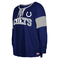 Indianapolis Colts New Era Women's Plus Size Lace-Up Notch Neck Long Sleeve T-Shirt Royal | NFL