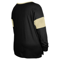 New Orleans Saints New Era Women's Plus Size Lace-Up Notch Neck Long Sleeve T-Shirt Black | NFL