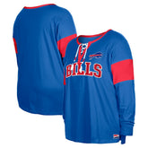Buffalo Bills New Era Women's Plus Size Lace-Up Notch Neck Long Sleeve T-Shirt Royal | NFL