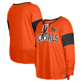 Cincinnati Bengals New Era Women's Plus Size Lace-Up Notch Neck Long Sleeve T-Shirt Orange | NFL