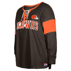 Cleveland Browns New Era Women's Plus Size Lace-Up Notch Neck Long Sleeve T-Shirt Brown | NFL