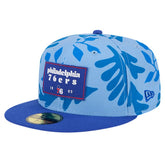 Philadelphia 76ers Palm Fronds 2-Tone 59FIFTY Fitted Hat Royal - NBA