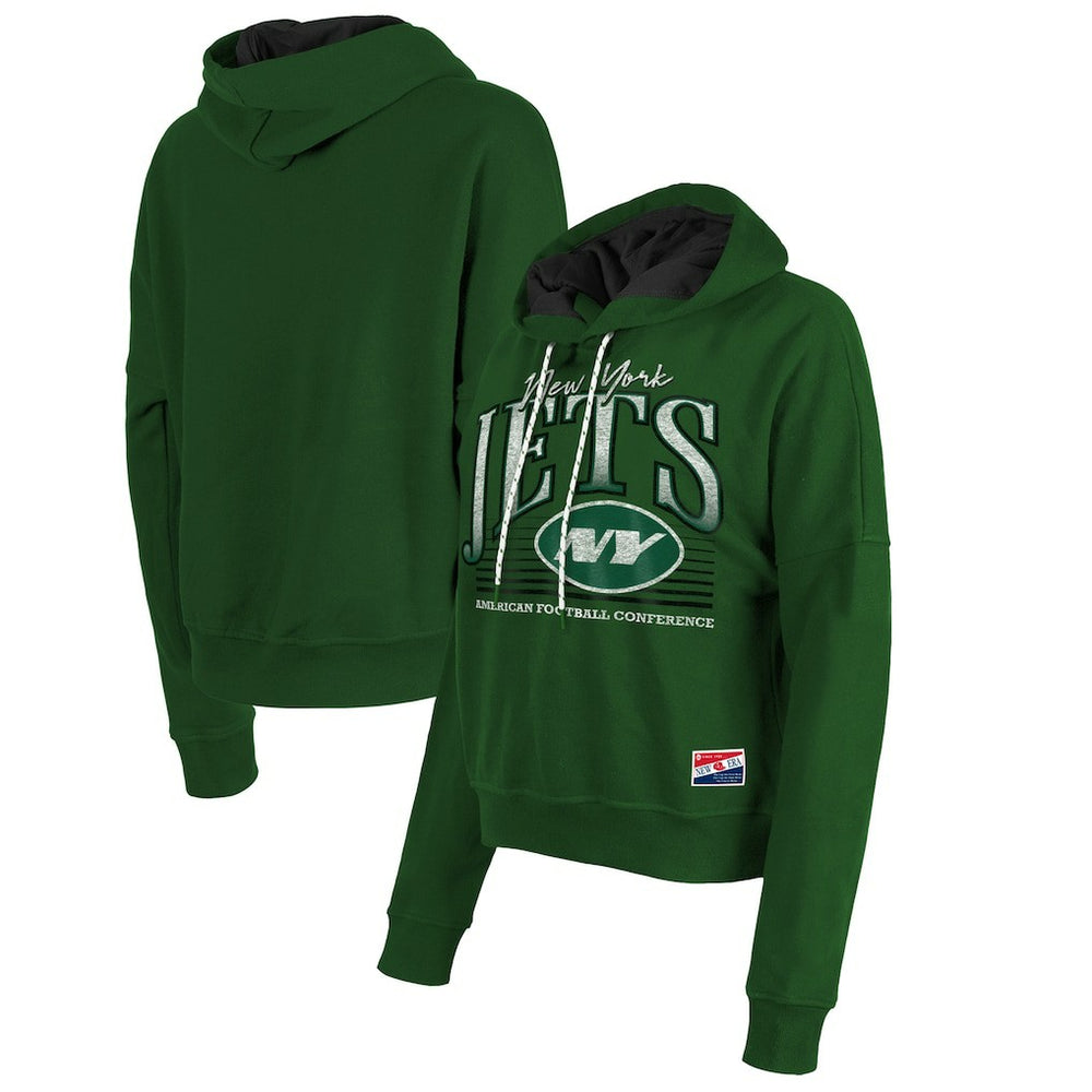 New York Jets New Era Women's Boxy Pullover Hoodie Heather Green | NFL