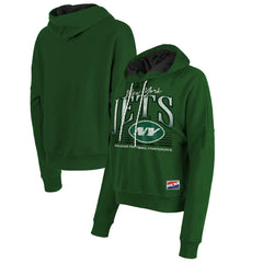 New York Jets New Era Women's Boxy Pullover Hoodie Heather Green | NFL