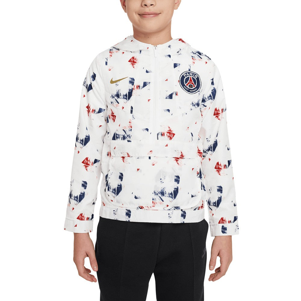Paris Saint-Germain Youth Amplify Anorak Half-Zip Hoodie Jacket White | Nike discount