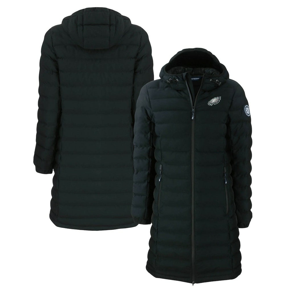 Philadelphia Eagles Cutter & Buck Women's Mission Ridge Repreve Eco Insulated Long Full-Zip Puffer Jacket Black | NFL