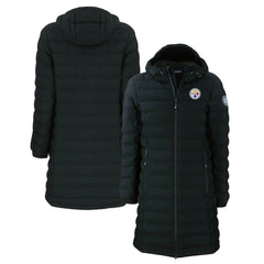 Pittsburgh Steelers Cutter & Buck Women's Mission Ridge Repreve Eco Insulated Long Full-Zip Puffer Jacket Black | NFL