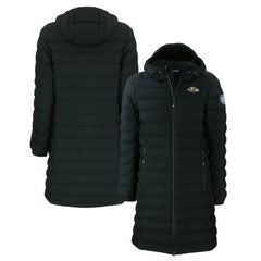 Baltimore Ravens Cutter & Buck Women's Mission Ridge Repreve Eco Insulated Long Full-Zip Puffer Jacket Black | NFL