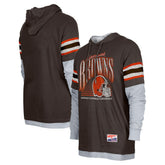 Cleveland Browns New Era Twofer Long Sleeve Hooded T-Shirt Brown | NFL