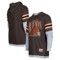 Cleveland Browns New Era Twofer Long Sleeve Hooded T-Shirt Brown | NFL