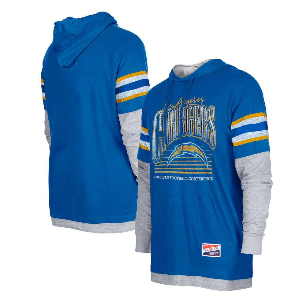 Los Angeles Chargers New Era Twofer Long Sleeve Hooded T-Shirt Royal | NFL