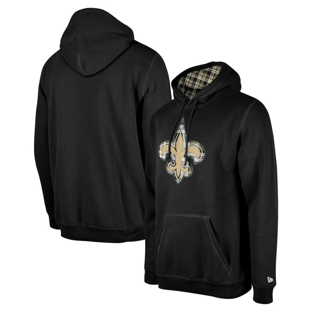 New Orleans Saints New Era 3rd Down Plaid Pullover Hoodie Black | NFL
