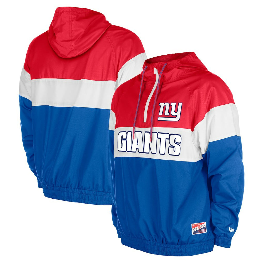 New York Giants New Era 3rd Down Raglan Quarter-Zip Windbreaker Jacket Royal | NFL