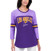 Los Angeles Lakers G-III 4Her by Carl Banks Women's Play the Game 3/4-Sleeve T-Shirt Purple - NBA