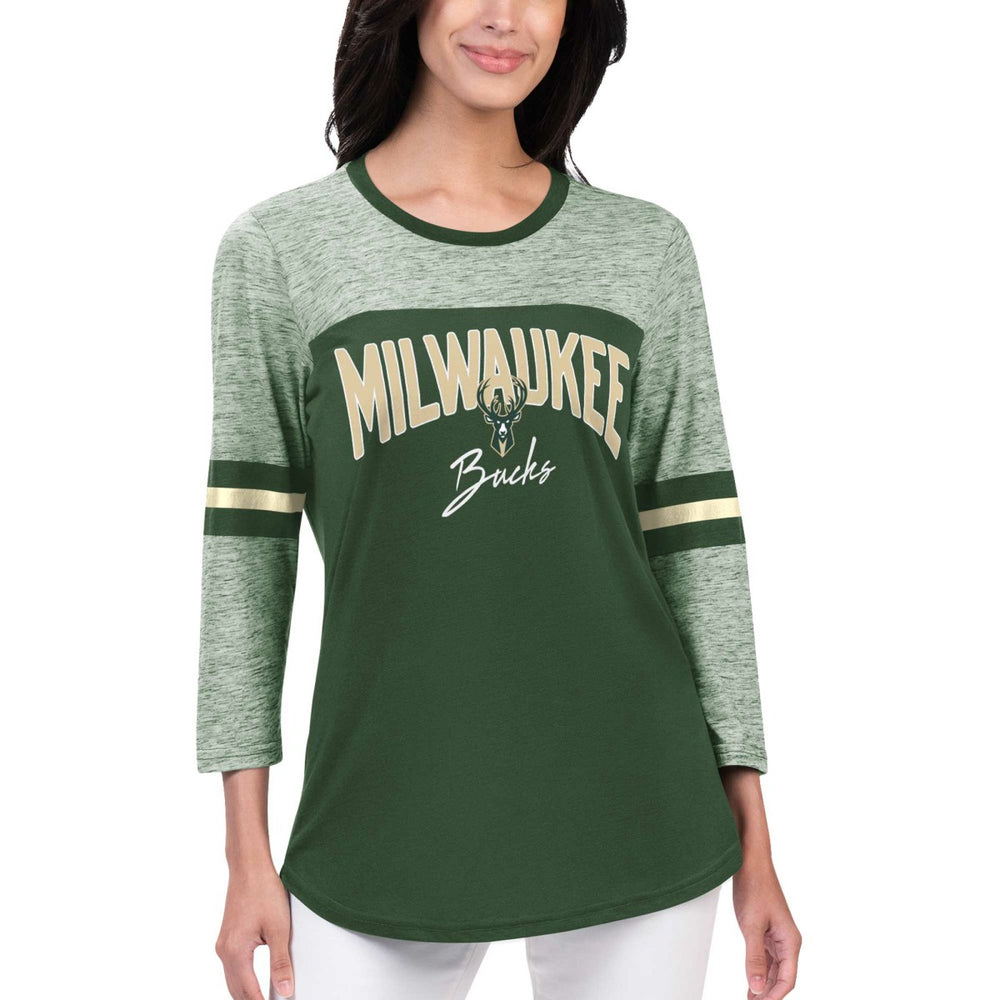 Milwaukee Bucks G-III 4Her by Carl Banks Women's Play the Game 3/4-Sleeve T-Shirt Hunter Green - NBA