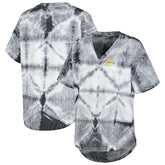 Los Angeles Lakers G-III 4Her by Carl Banks Women's Tournament Raglan Oversized Tie-Dye V-Neck T-Shirt Black - NBA