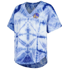 Golden State Warriors G-III 4Her by Carl Banks Women's Tournament Raglan Oversized Tie-Dye V-Neck T-Shirt Royal - NBA